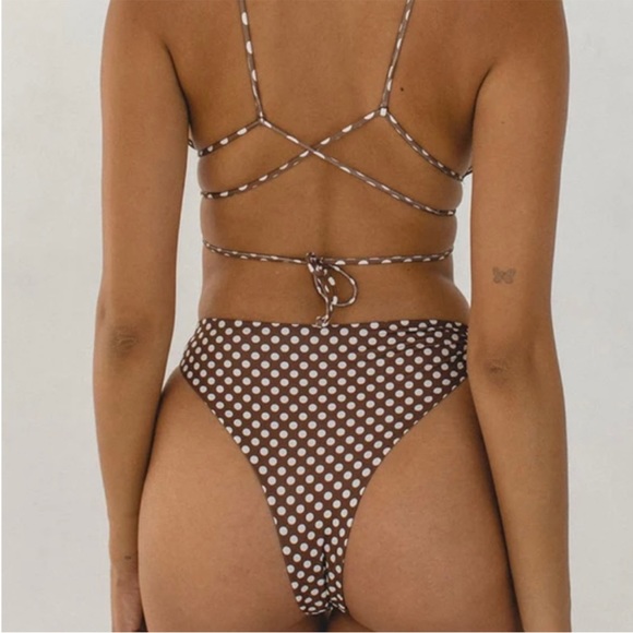 Nwt Tan + Lines Oahu bikini set - top and bottom - Pretty Woman brown polka dot! - Picture 3 of 4